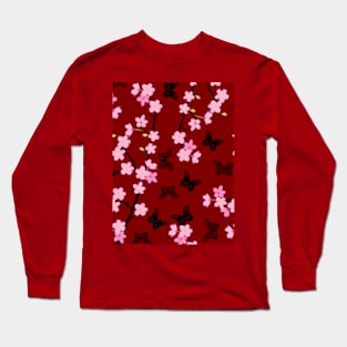 Cherry blossoms and butterflies Long Sleeve T-Shirt